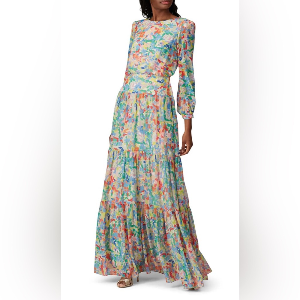 NWT SALONI Isabel 100% Silk Confetti Maxi Dress - Size 8, New With Tags